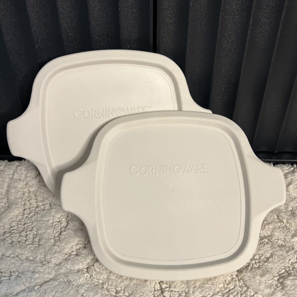 Vintage CorningWare P-43-PC Plastic Lids White Replacement Petite Pans Lot of 2